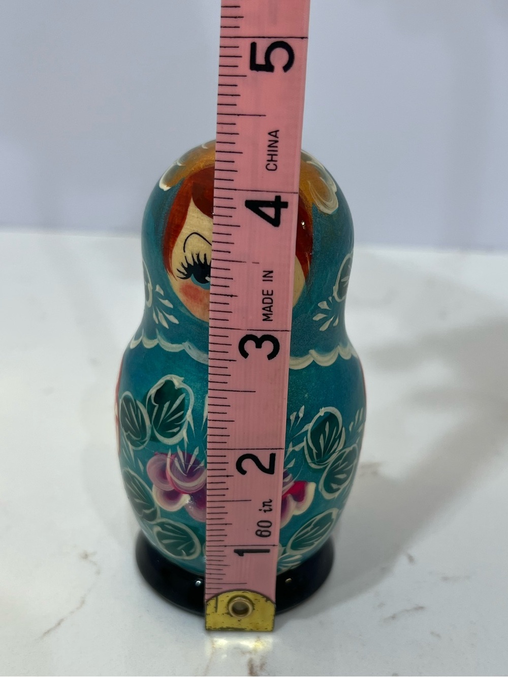 Russian Nesting Dolls Matryoshka Set Hand Painted Blue Floral 5 Dolls - Picture 11 of 12